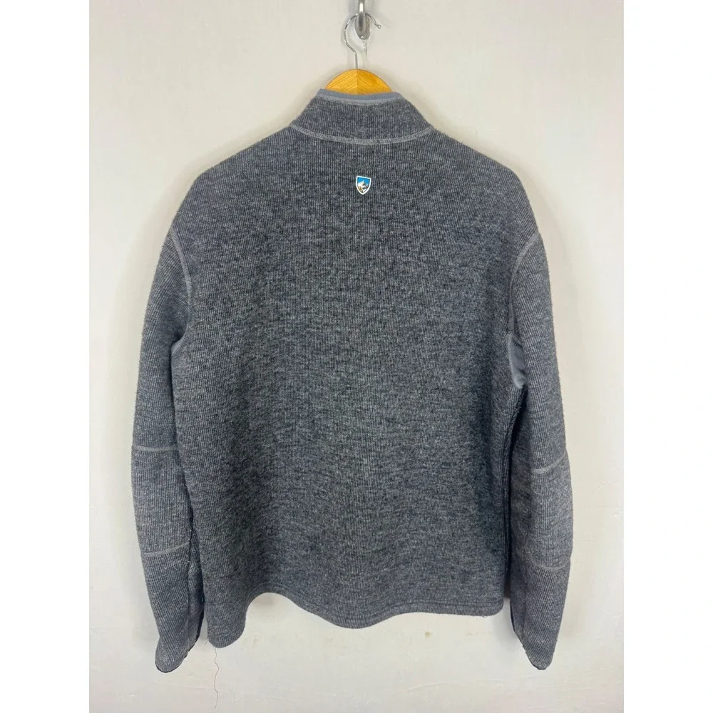 Kuhl ThermoKore Mens XL Gray Wool Blend Fleece Quarter Zip Pullover Sweater